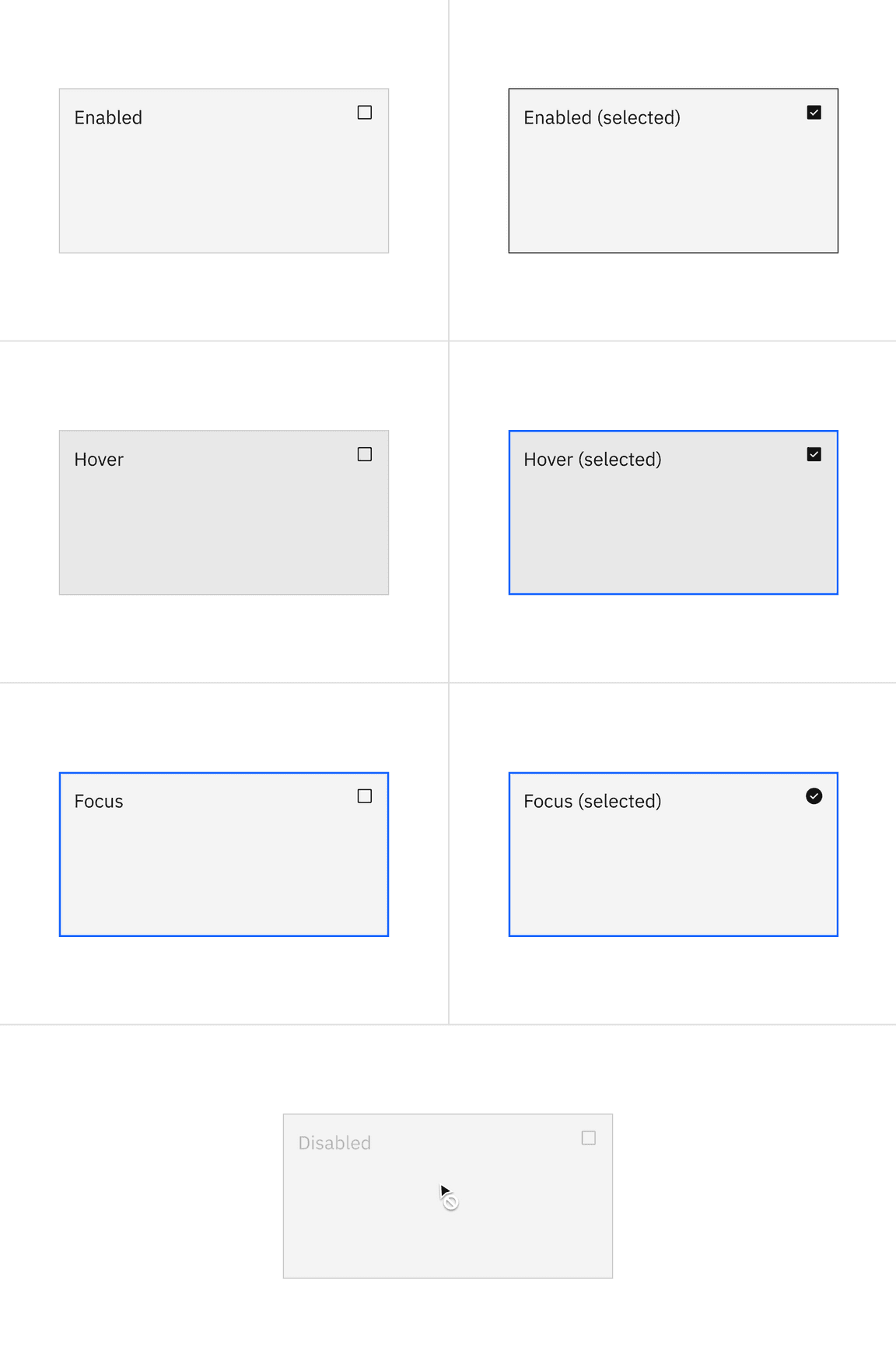 States of the multi-select tile